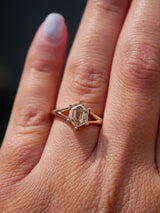 Hexagon Diamond Split Shank Ring