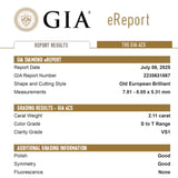 2.11ct 7.81x8.05x5.31mm GIA VS1 S-T Antique Old European Cut 26755-01