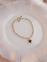 Black Diamond Heart Link Bracelet