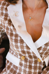 Baguette & Pearl Crest Brooch