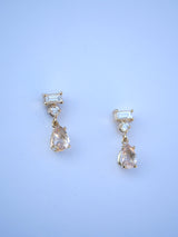 Baguette Diamond & Morganite Studs