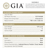 0.94ct 7.80x4.04x3.06mm GIA VS1 E Antique Cut Corner Rectangle Step Cut 22066-01