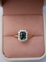 Teal Sapphire Diana Ring