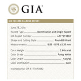 2.60ct 8.85x8.93x5.31mm GIA Fancy White Round Brilliant 19541-01