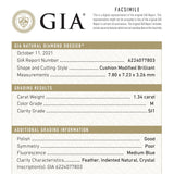 1.34ct 7.80x7.23x3.26mm GIA SI1 M Antique Old Mine Cut 19808-01