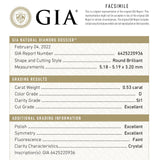 0.53ct 5.19x5.18x3.20mm GIA SI1 D Round Brilliant 21215-01