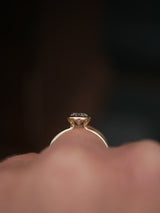 Oval Diamond Partial Bezel Ring