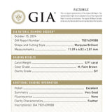 0.91ct 11.09x4.83x2.81mm GIA SI1 M Marquise Brilliant 🇨🇦 26592-01