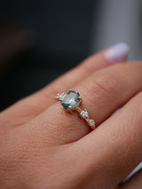 Teal Sapphire Distance Ring