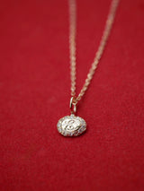 Engraved Diamond Encrusted Teeny Oval Charm