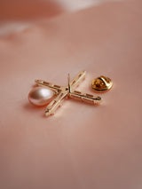 Baguette & Pearl Crest Brooch