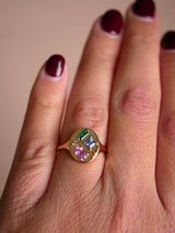 Mixed Cut Rainbow Signet Ring