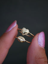 Engraved Diamond Heart Ring