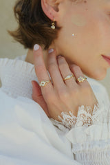 Diamond Flower Pinky Signet