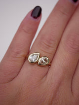 Toi et Moi Pear Bezel Ring