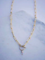 Tapered Baguette Paperclip Charm Necklace