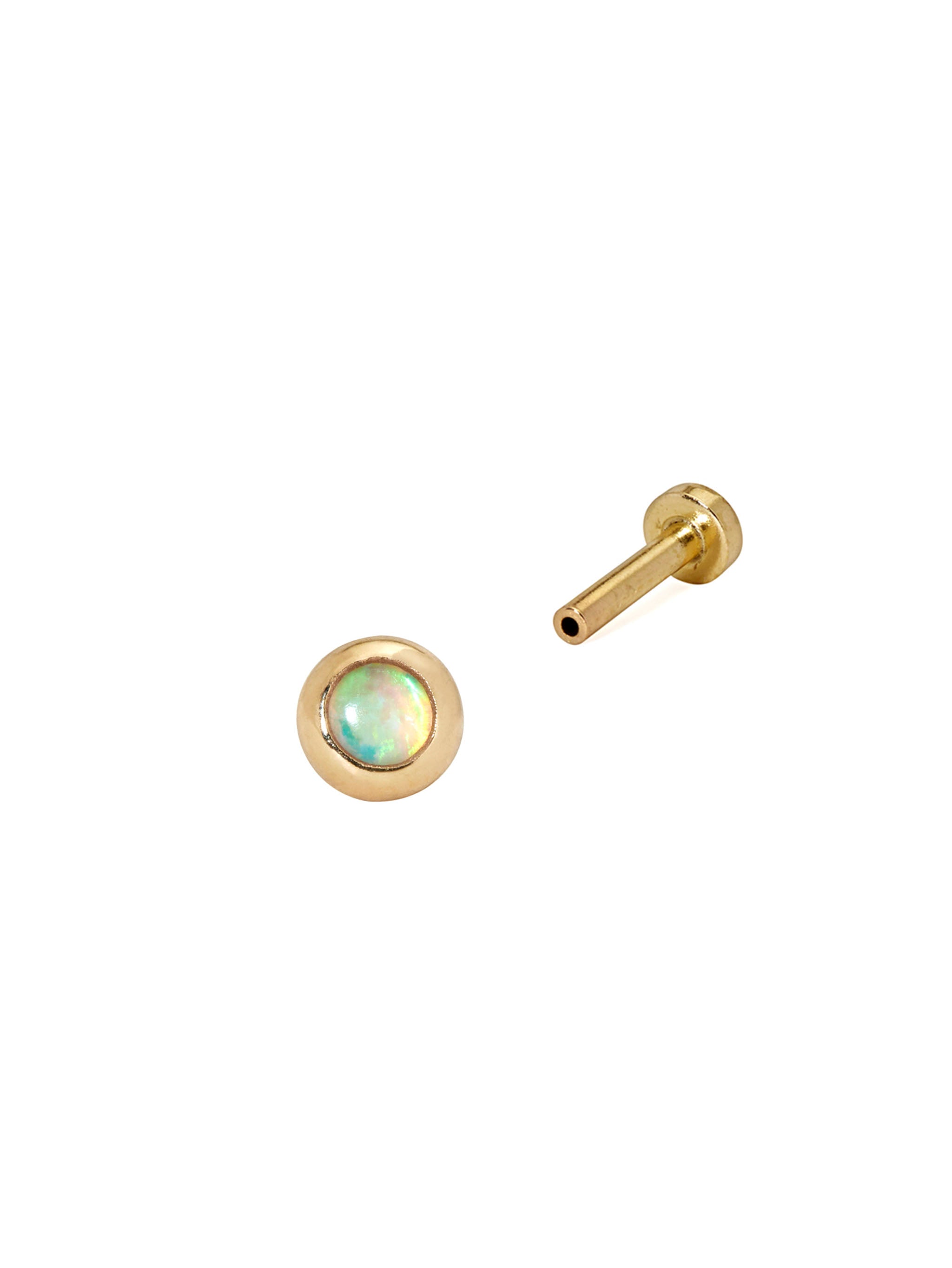 Flatback Bezeled Opal Stud – Emily Warden Designs