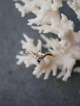 Moonstone & Sapphire Arc Ring