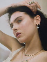 Rainbow Moonstone Huggie Hoops