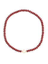 Beaded Charm Hoop Necklace: Carnelian Red
