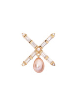 Baguette & Pearl Crest Brooch