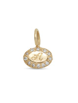 Engraved Diamond Encrusted Teeny Oval Charm