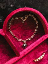 Black Diamond Heart Link Bracelet