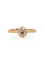 30% OFF: Round Hidden Halo Champagne Diamond Ring