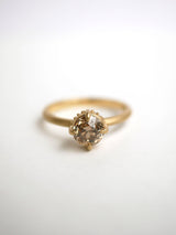 30% OFF: Round Hidden Halo Champagne Diamond Ring