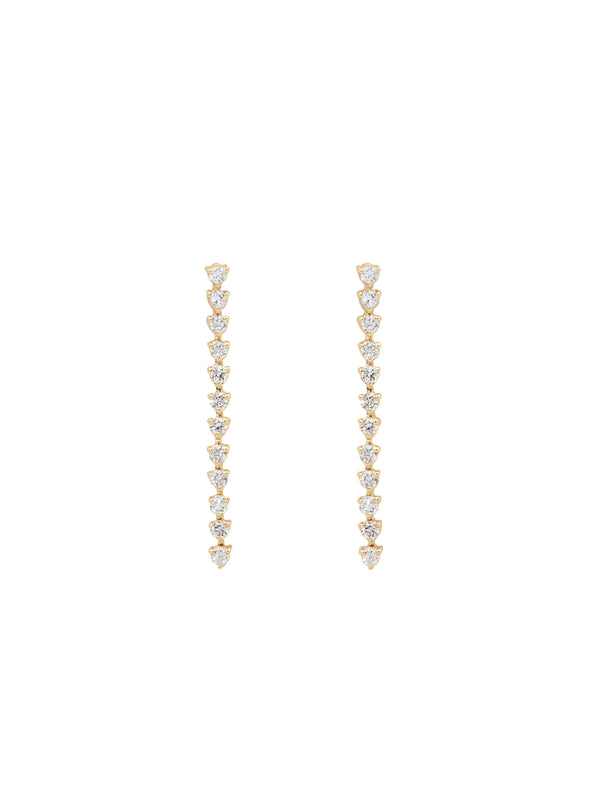 Long Diamond Tennis Earrings