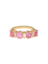 Pink Sapphire & Baguette Ring