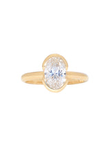 Oval Diamond Partial Bezel Ring