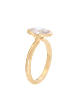 Oval Diamond Partial Bezel Ring