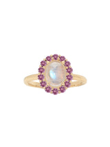 Moonstone Pink Sapphire Halo Ring