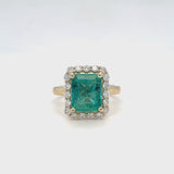 Emerald Diana Halo Ring