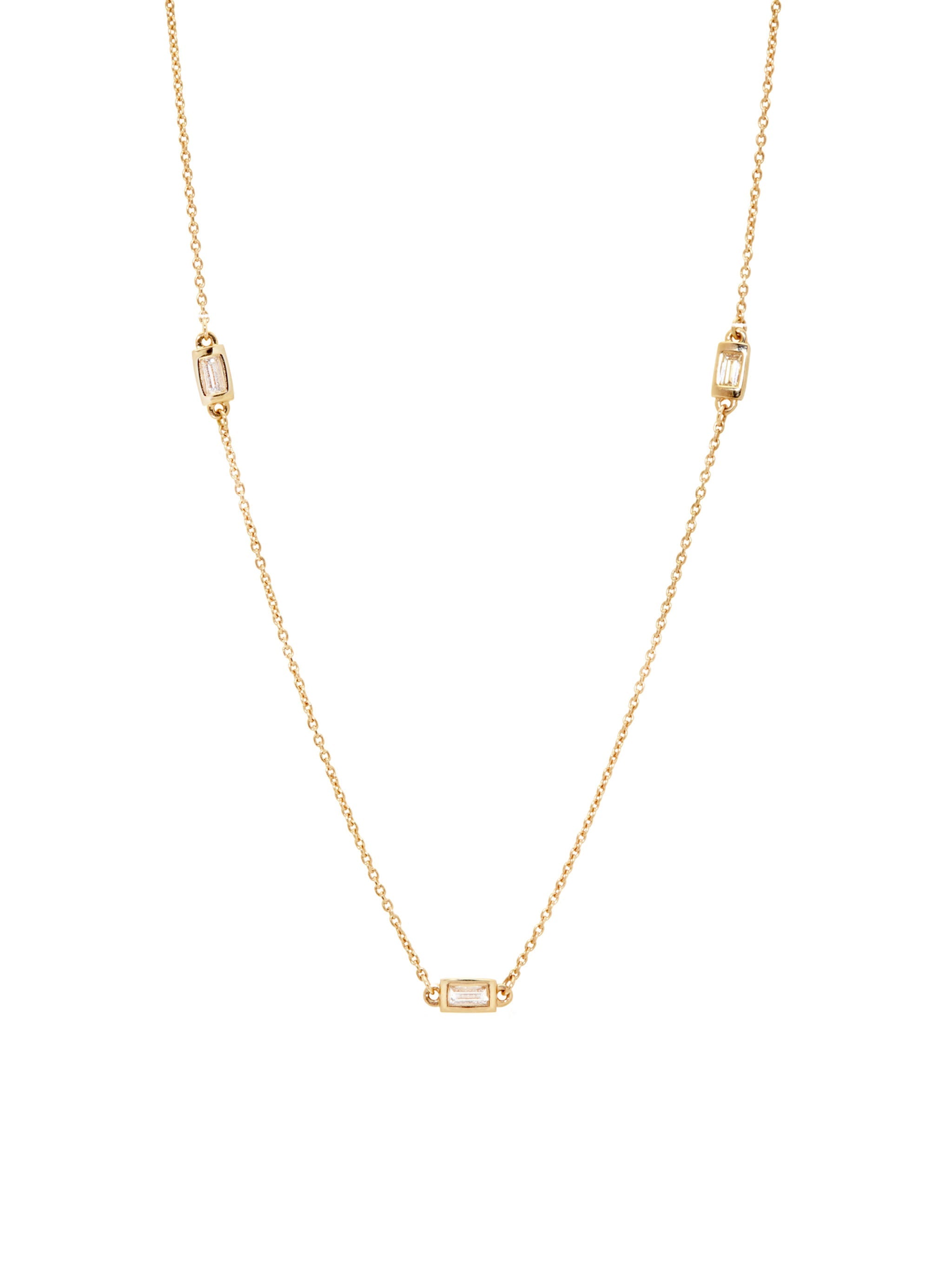【MEJURI】Baguette Gemstone Station Necklace☆ 14k Gold Baguette Gemstone Station Necklace - Jewelry | Mejuri
