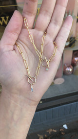 Tapered Baguette Paperclip Charm Necklace
