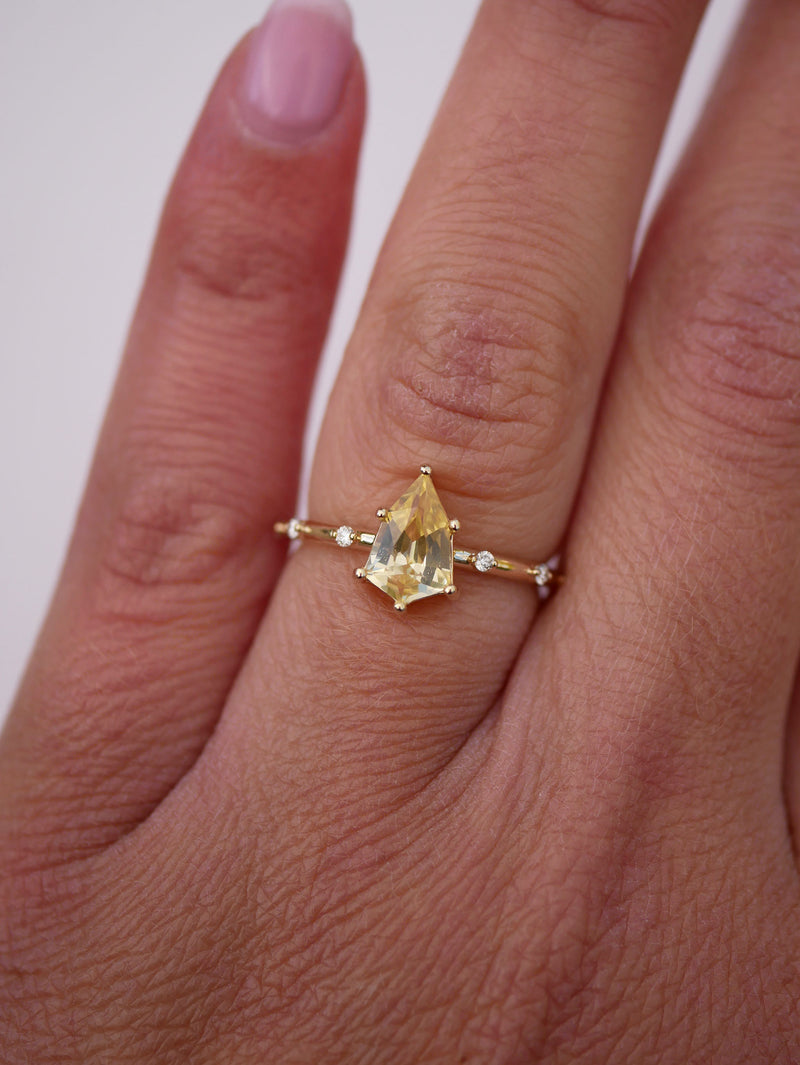 Yellow Shield Sapphire Ring