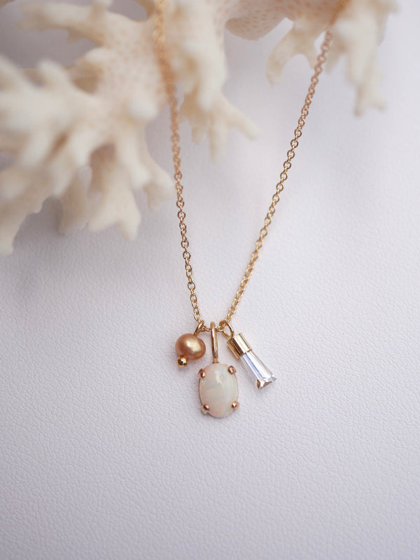 Opal & Pearl Charm Necklace