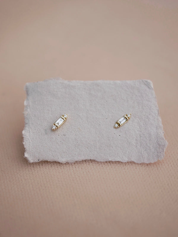 Accented Baguette Studs
