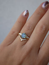 Hexagon Sapphire Tapered Baguette Ring