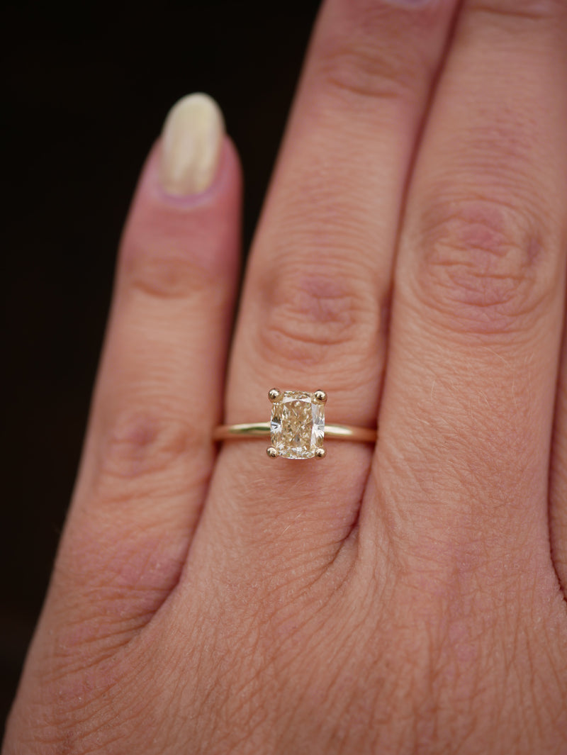 Champagne Diamond Cushion Hidden Halo
