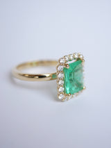 Emerald Diana Halo Ring