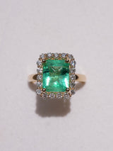 Emerald Diana Halo Ring