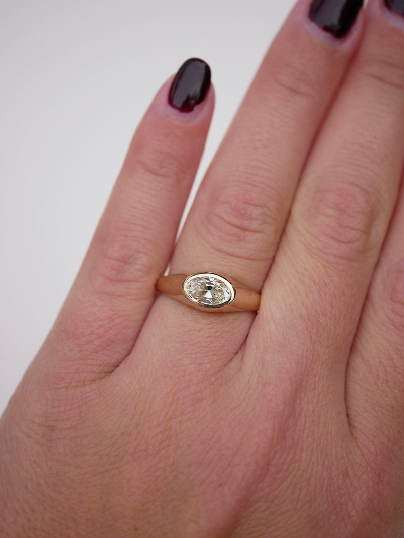 East West Diamond Signet Ring