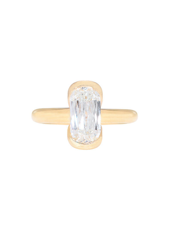 1.71 Carat Elongated Cushion Partial Bezel Ring