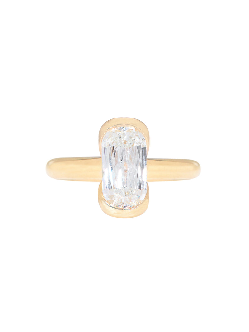 1.71 Carat Elongated Cushion Partial Bezel Ring