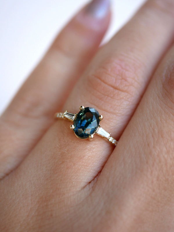 Blue Sapphire Prism Ring