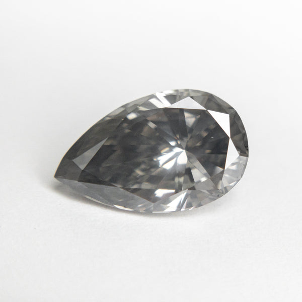 2.43ct 11.75x7.30x4.49mm GIA I1 Fancy Dark Grey Pear Brilliant 19558-01