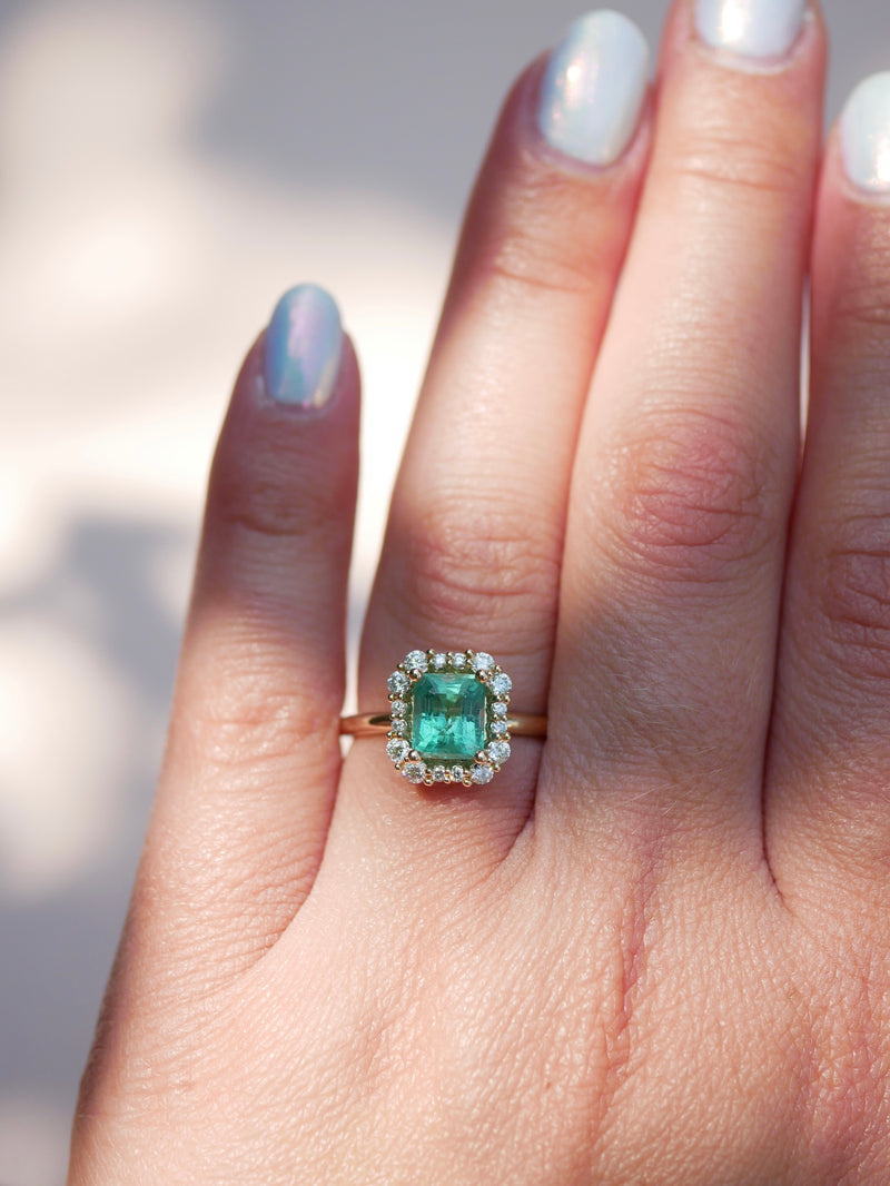 Emerald Halo Ring